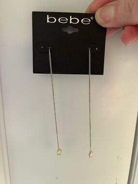 Bebe Silver Threader Earrings with Pale Yellow Drops